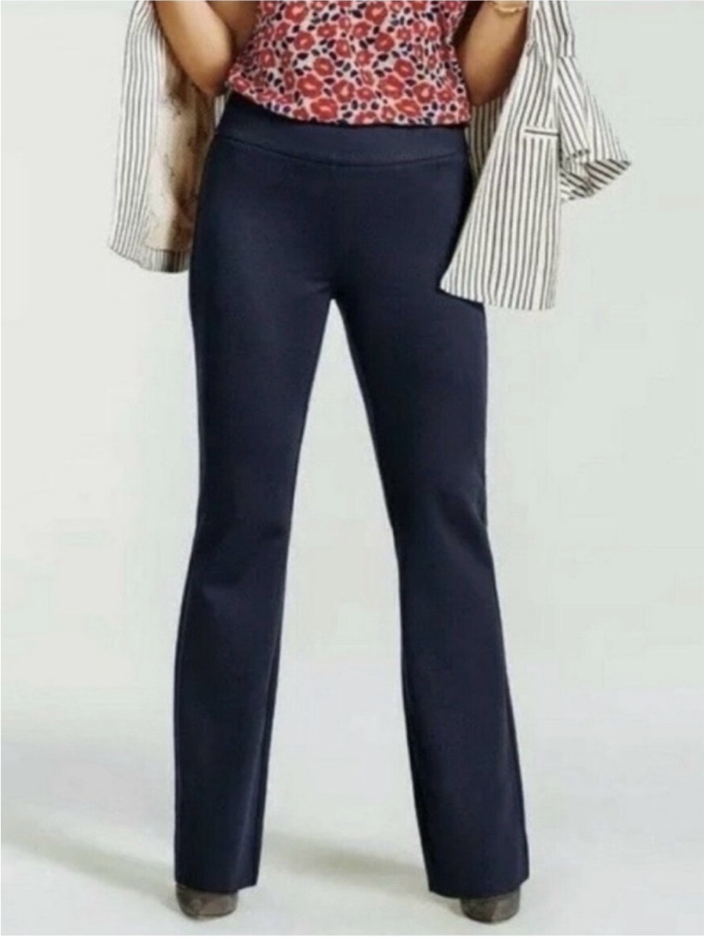 CAbi Navy Bootcut Stretch Pants Pull On Work Casual Elevated